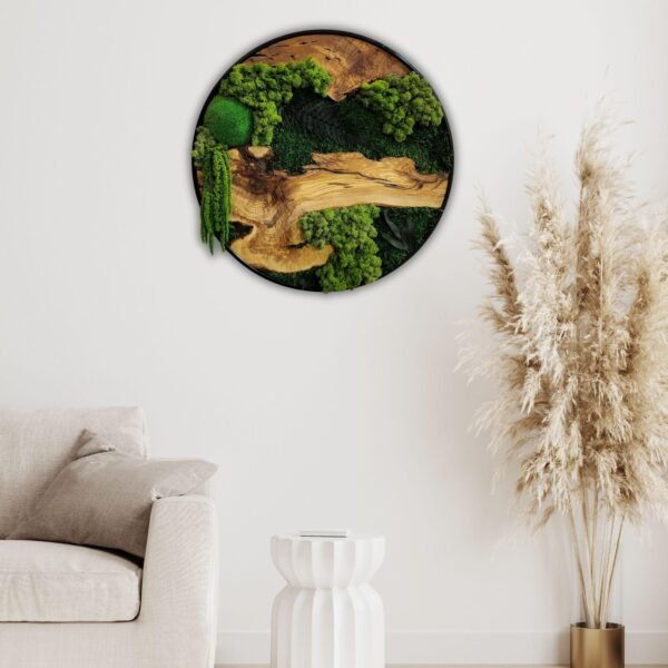 Verdant Circle Moss & Wood Wall Art