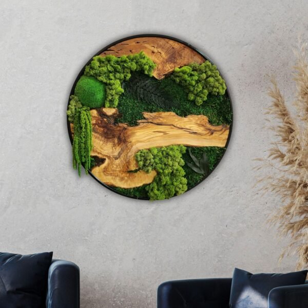 Verdant Circle Moss & Wood Wall Art